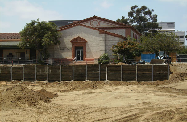 The historic Beverly Hills Post Office building is directly west of the new Crescent Drive parking structure. It is being transformed into the new Wallis Annenberg Center for the Performing Arts. Though completely separate, it will share the parking structure with Beverly Hills City Hall.