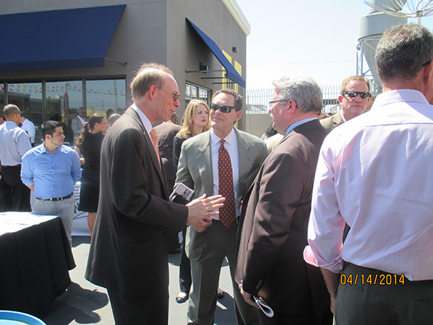 CEO, Steve Matt (left), speaks with Ron Miller (left), of the Los Angeles Building & Construction Trades