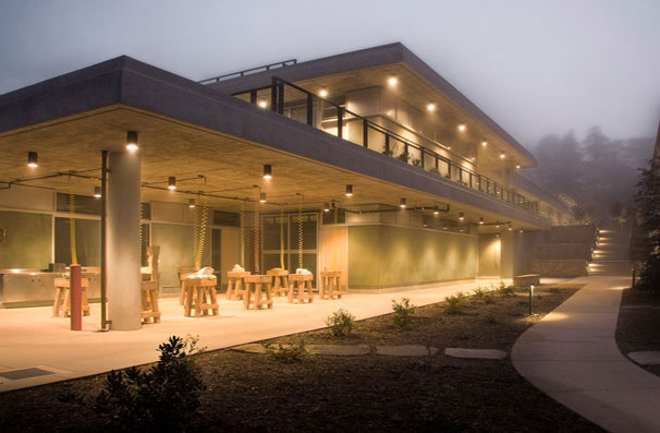 Each of the studios within the Adams Center at Westmont College has indoor/outdoor work spaces.