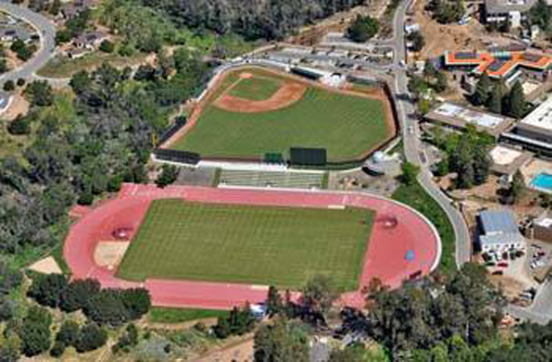 Westmont College's new synthetic field and track features stadium seating for 400.