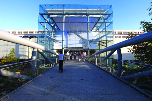 Pedestrian bridge to the new Otis Booth Pavilion