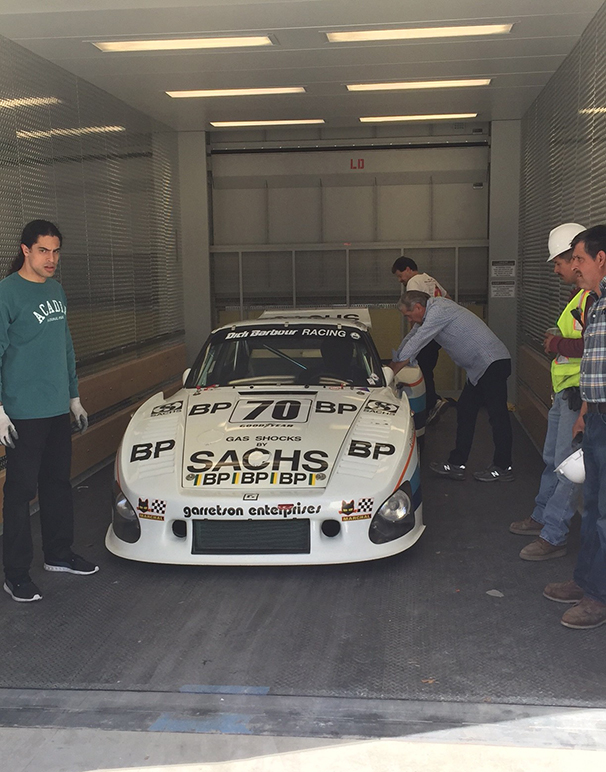 A new car elevator enables staff to load cars onto the third floor of the museum