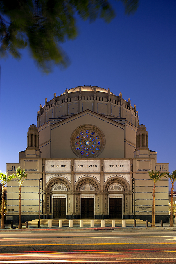 Restored temple at twilight