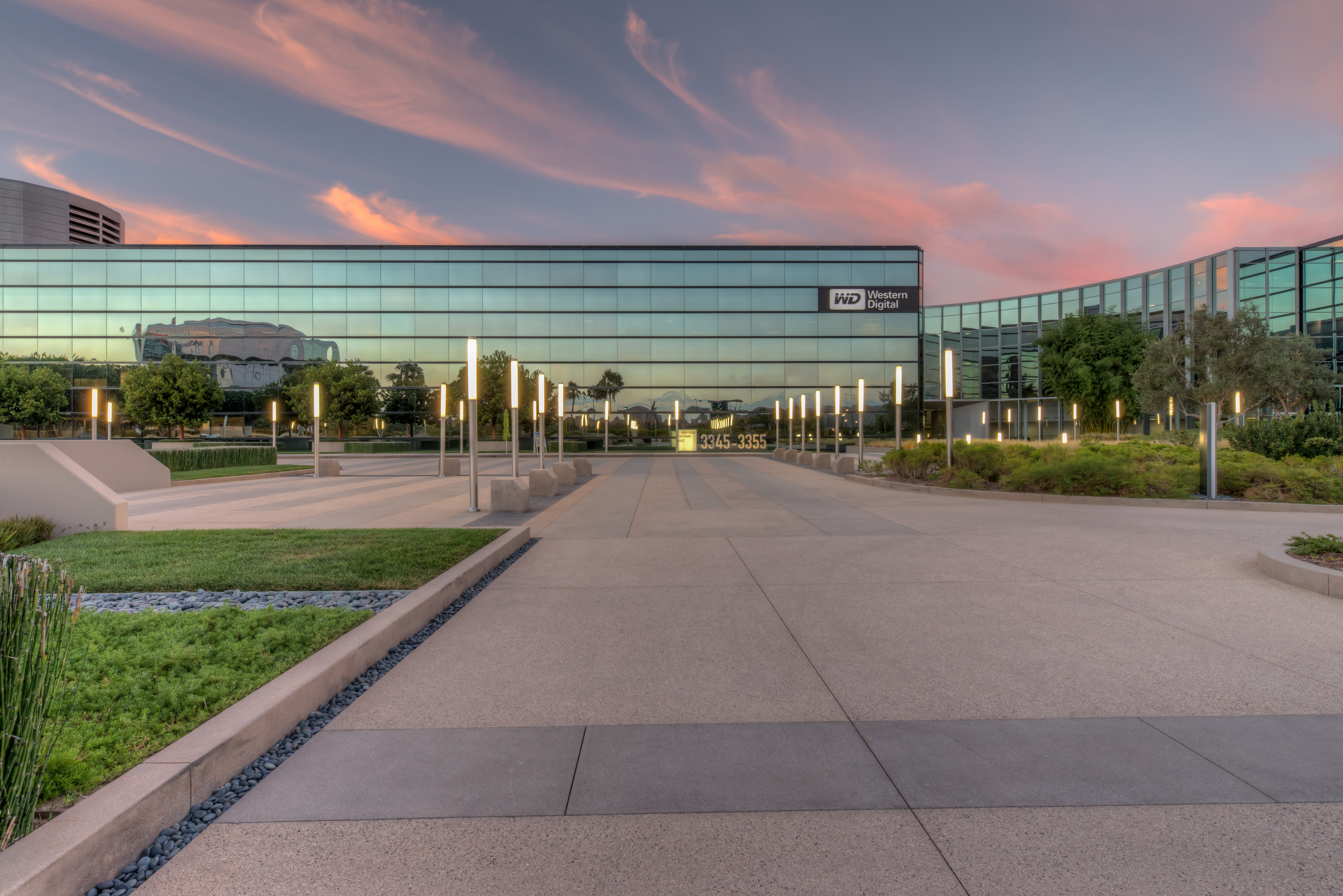 Park Place Irvine Office Building Exterior Plaza Dusk