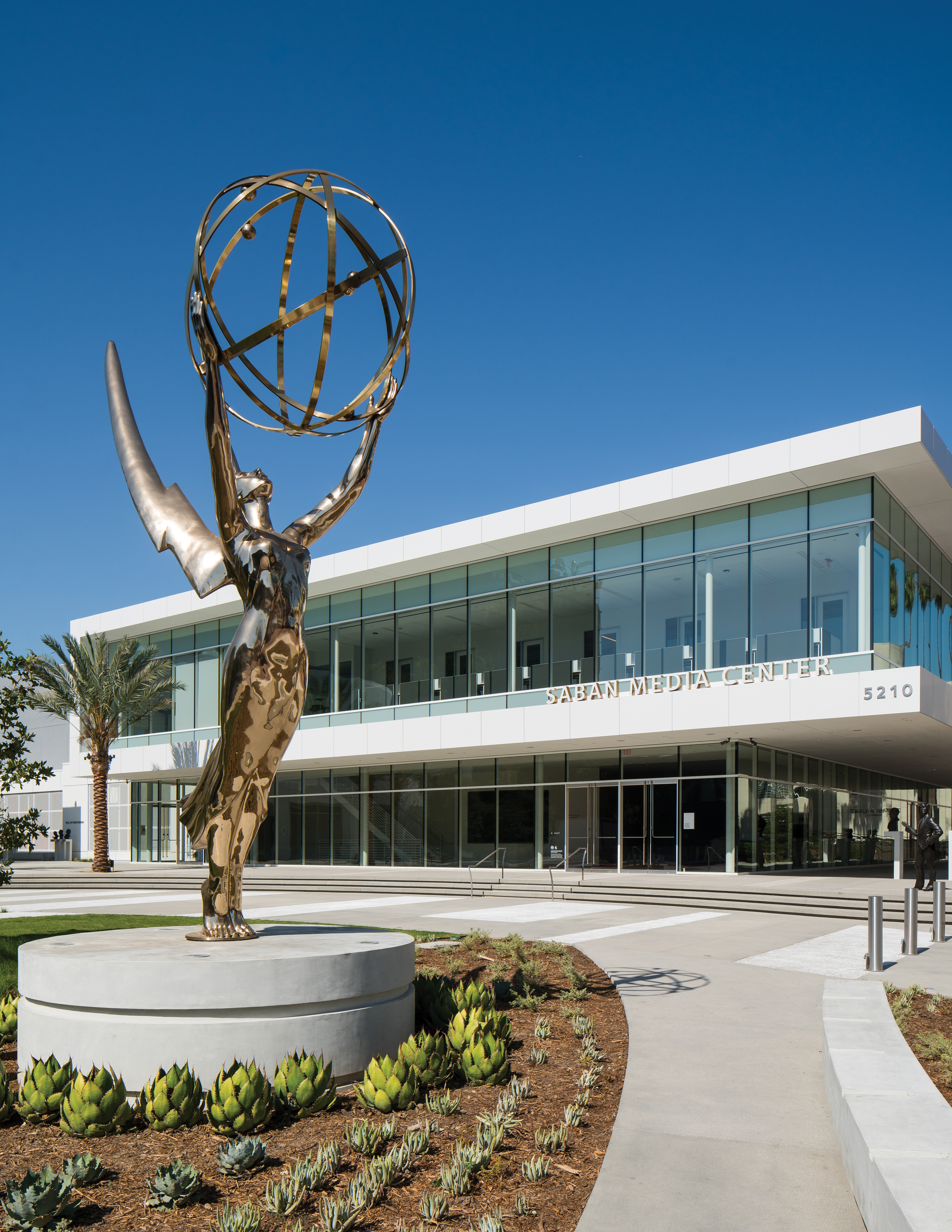 MATT construction television academy saban media center exterior corner statue day