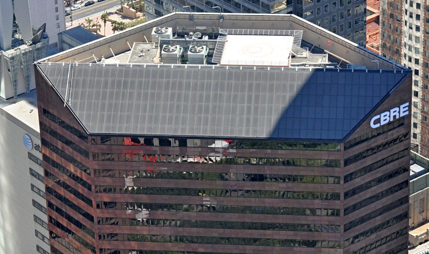 MATT construction 400 S. Hope Expansion Aerial rooftop
