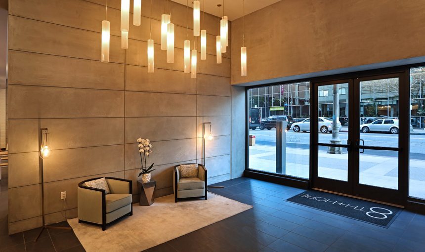 MATT construction 8th & Hope Interior Lobby chairs