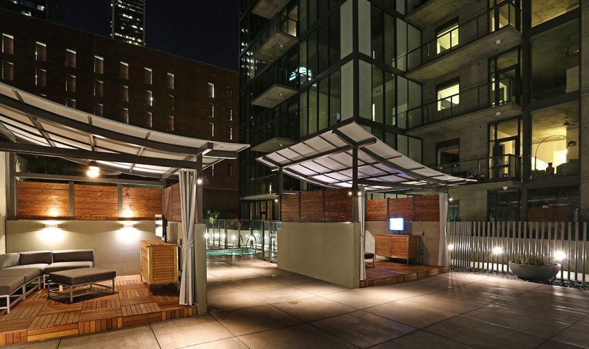 MATT construction 8th & Hope Exterior Pool Cabanas