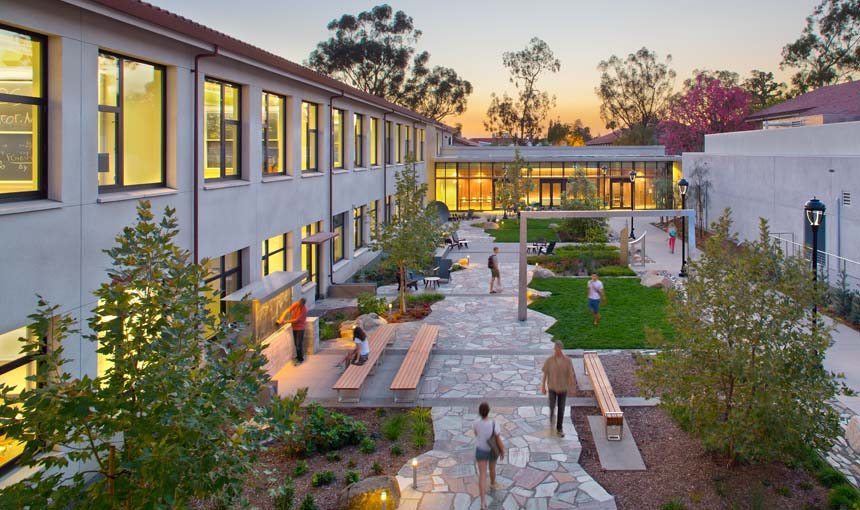 MATT construction Pomona College Millikan Laboratory Andrew Science Hall Exterior courtyard