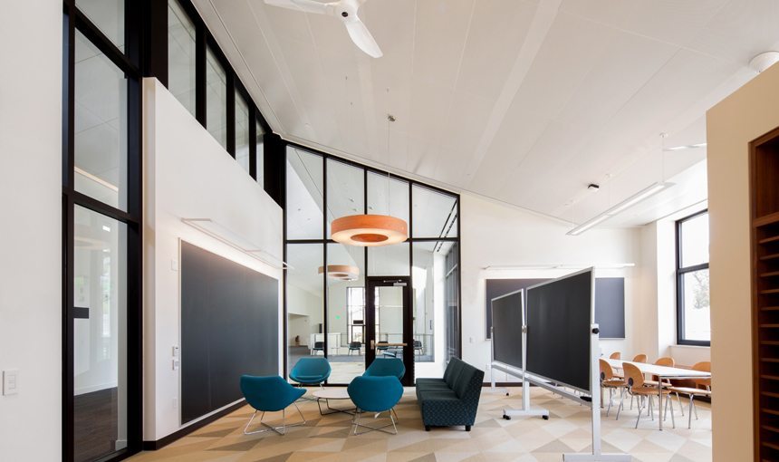 MATT construction Pomona College Millikan Laboratory Andrew Science Hall interior lounge study space