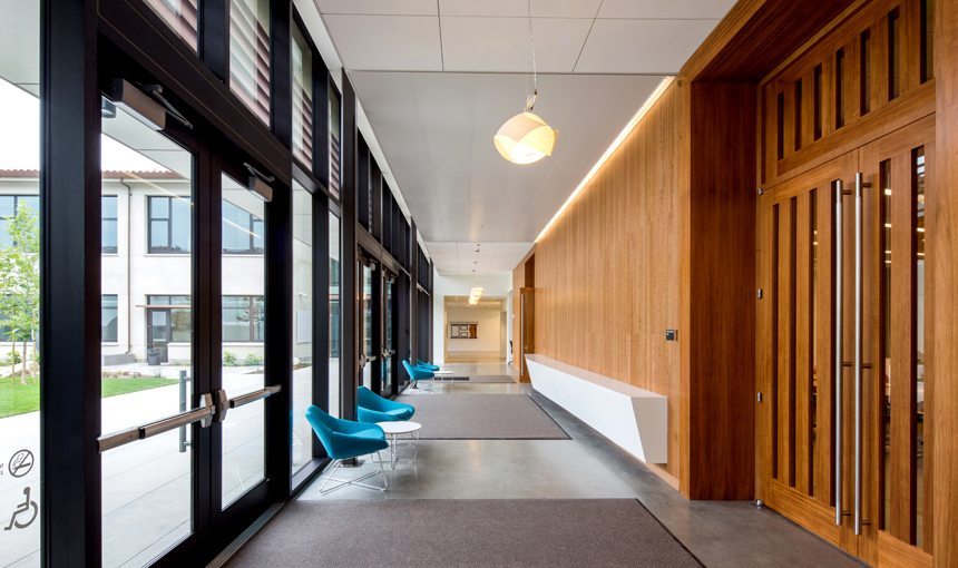 MATT construction Pomona College Millikan Laboratory Andrew Science Hall interior hallway