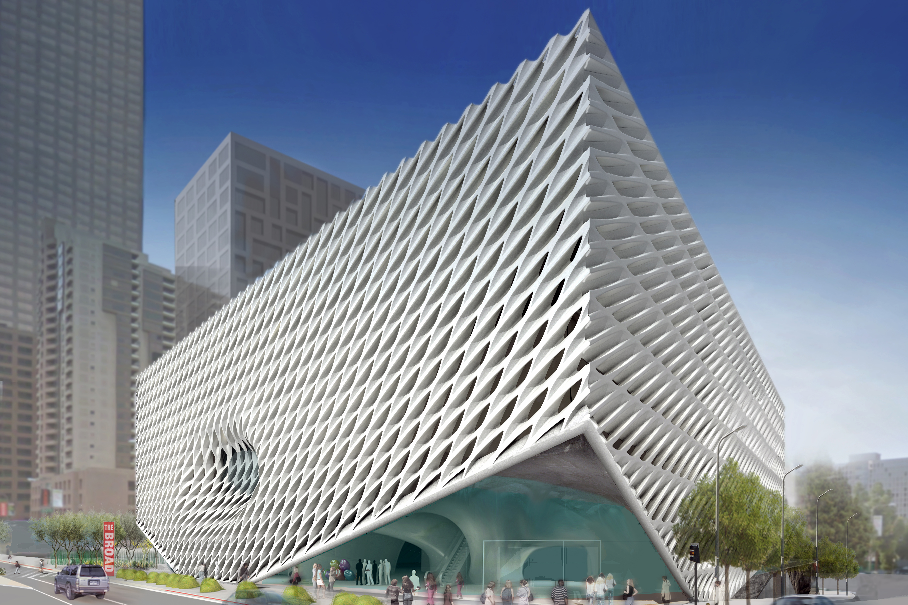 the broad museum exterior rendering matt construction