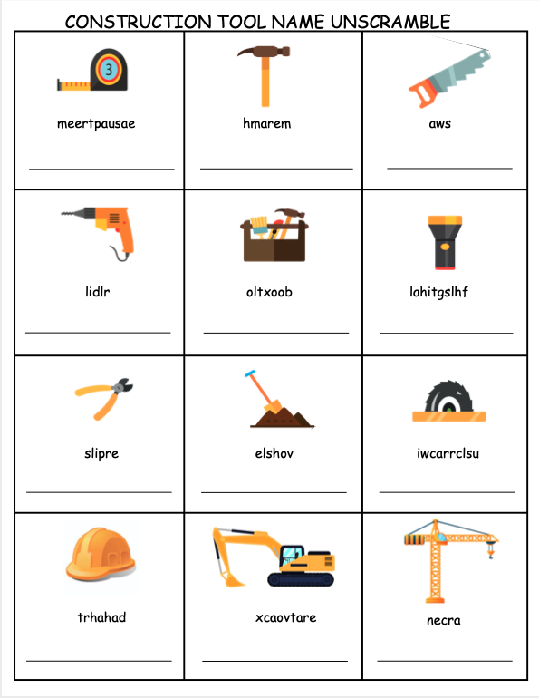 Construction Tools And Their Names